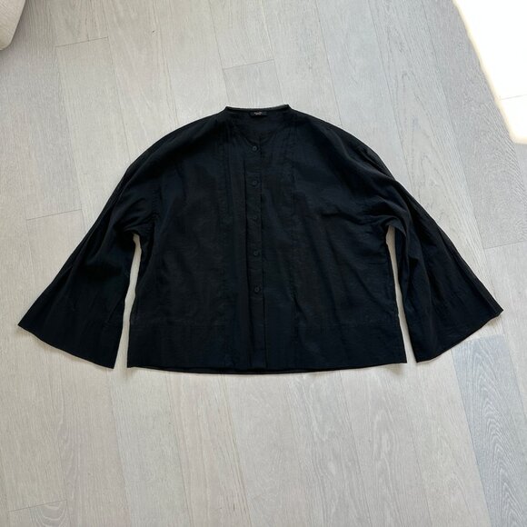 Massimo Dutti Black Button Down Blouse Large - Picture 1 of 7